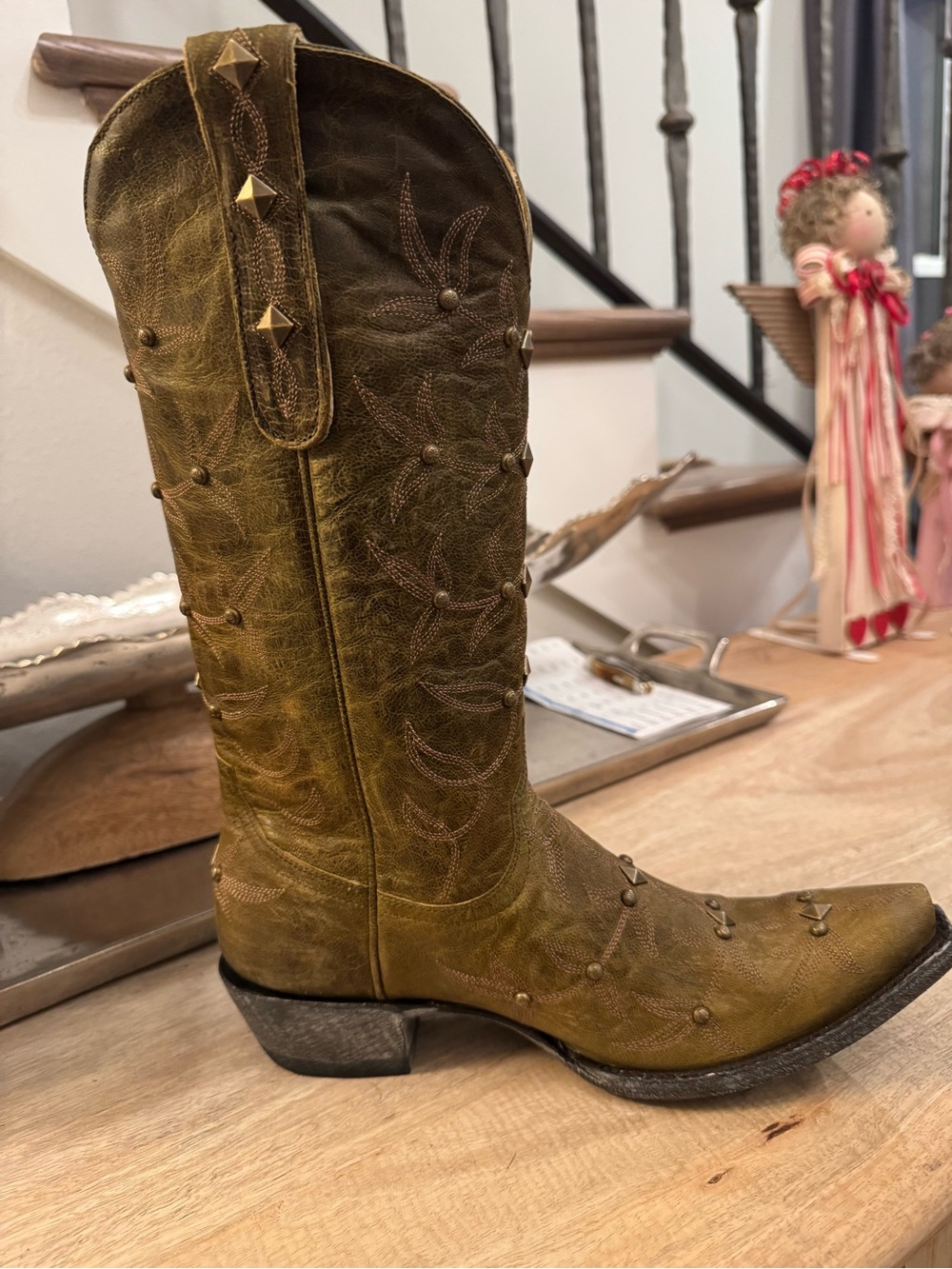 Old Gringo Olive Polostud 13" Cowboy Boots - Picture 3 of 15